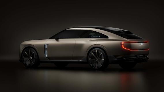 Bentley EXP 15 concept (2025) beige zijkant links schuin achter