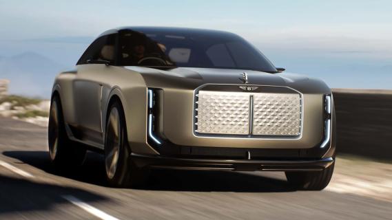 Bentley EXP 15 concept (2025) beige zijkant rechts voor schuin