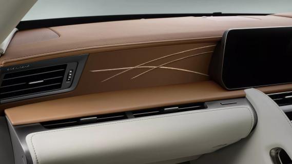 Lexus LC 500 Pinnacle Edition Cabriolet grijs (2025) interieur dashboard bruin versiering