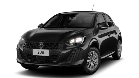 Peugeot 208 Active 1.0 zwart (2025) zijkant links schuin voor