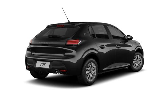 Peugeot 208 Active 1.0 zwart (2025) zijkant links schuin achter