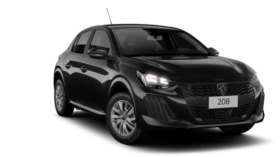 Peugeot 208 Active 1.0 zwart (2025) zijkant links schuin voor