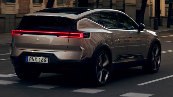 Polestar 3 Long range Single motor beige (2025) zijkant links schuin achter