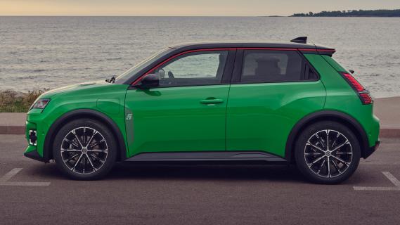 Renault 5 E-tech Electric groen (2025) zijkant links