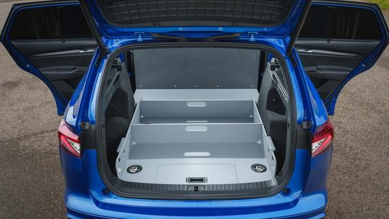 Skoda Enyaq Cargo blauw (2024) bagageruimte hoog