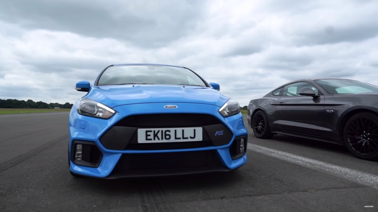 Ford Mustang V8 Vs Ford Focus RS In Een Dragrace - TopGear