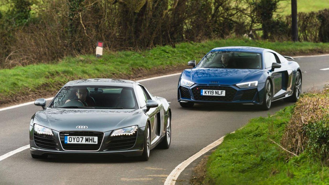 Audi R8 V8 (2007) vs Audi R8 V10 (2019) TopGear Nederland