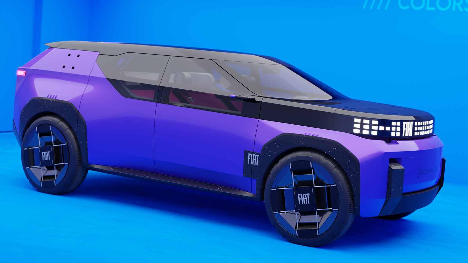 Fiat Panda concepten 2024 SUV schuin voor