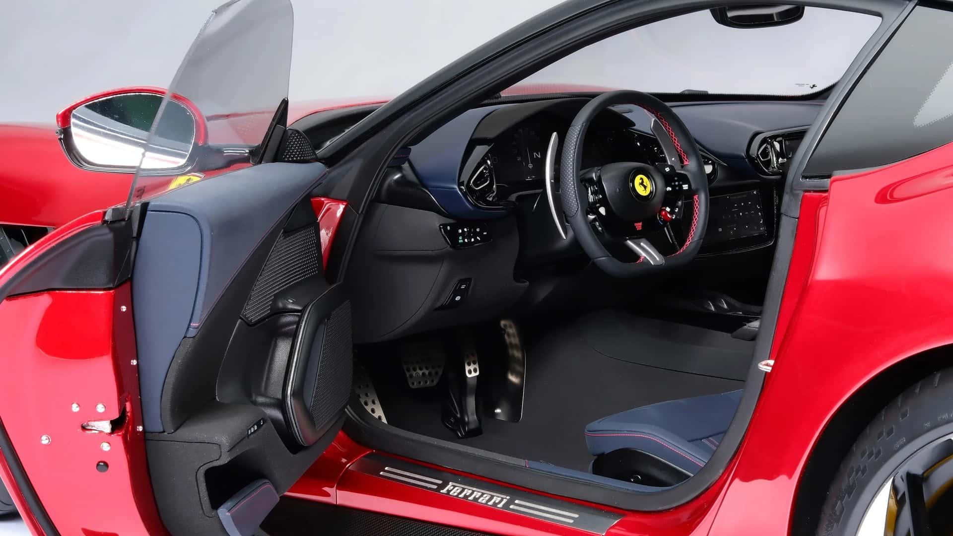 Amalgam Ferrari 12cilindri (2024) rood interieur dashboard stuur