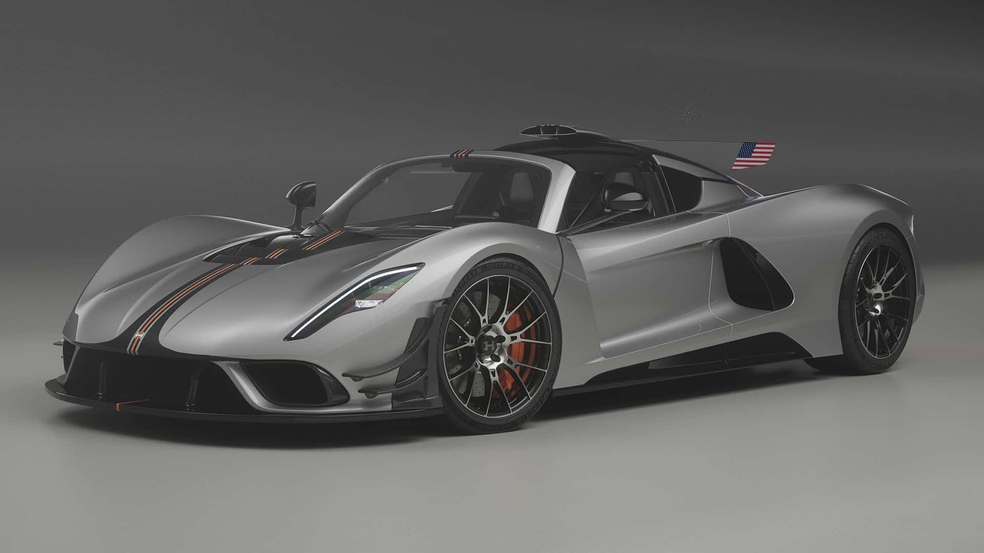 Hennessey Venom F5-M (2024) grijs linkerzijde voor laag