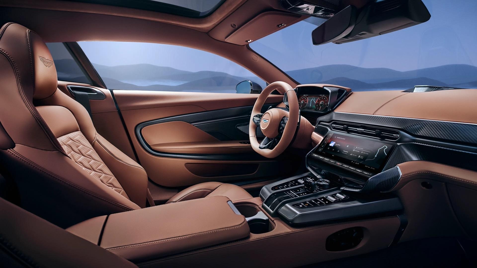 Aston Martin Vanquish (2024) interieur bruin leer