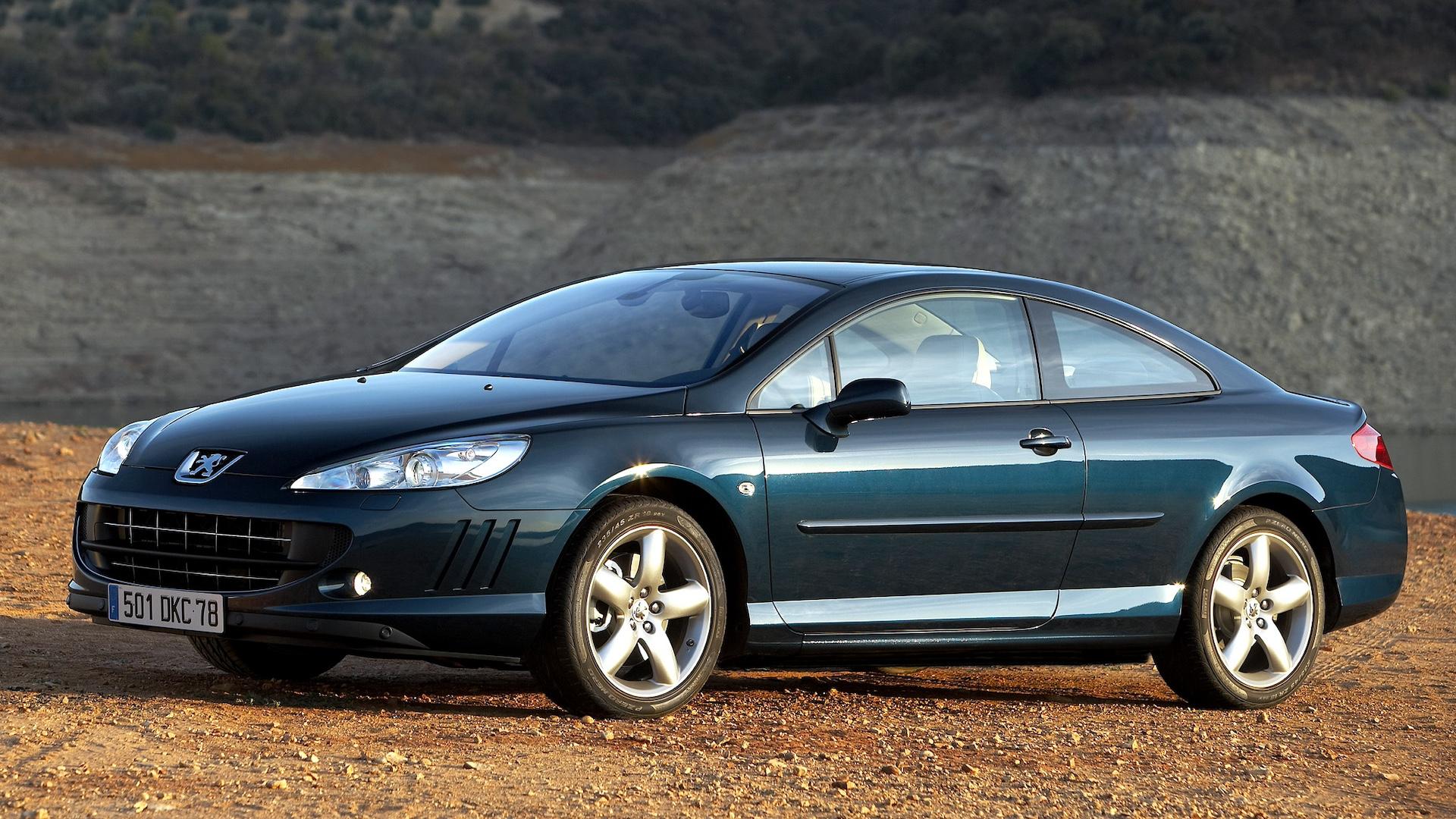 Peugeot 407 Coupe blauw zijkant voor schuin