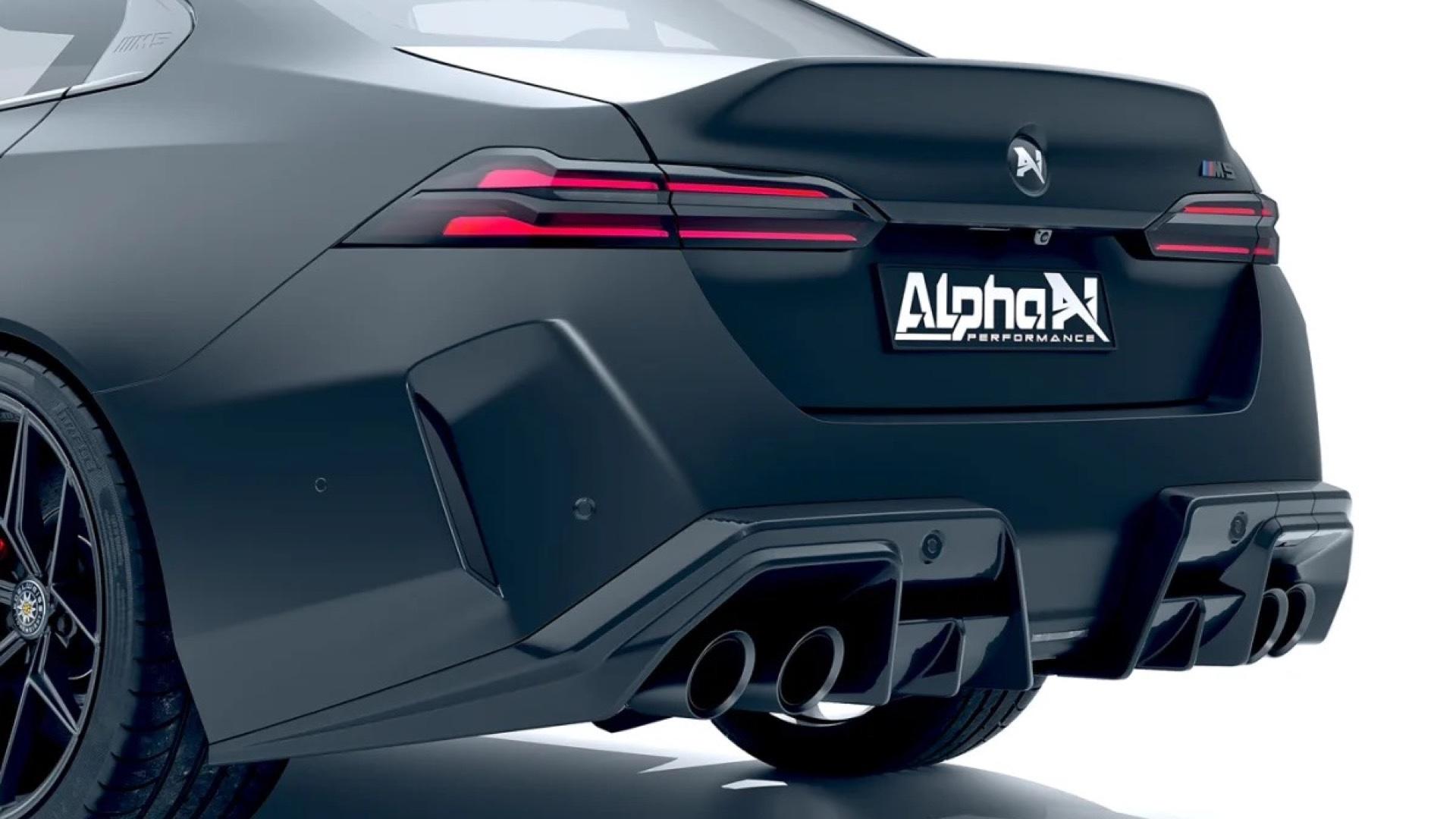 Alpha-N BMW M5 sedan (G30) zwart (2025) zijkant achterklep kofferbak spoiler