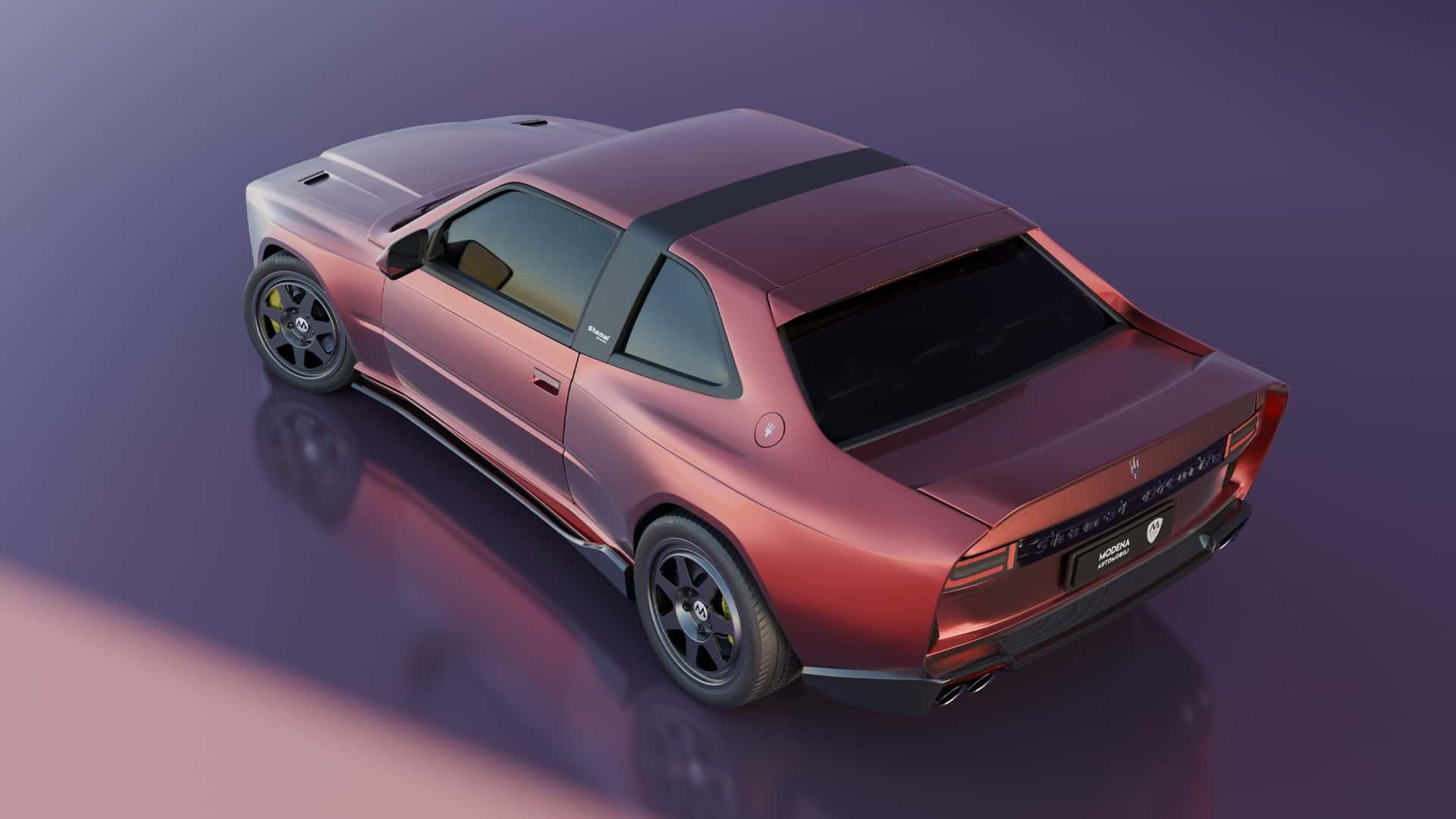 Modena Automobili Maserati Shamal Restomod (2025) zijkant links schuin hoog render