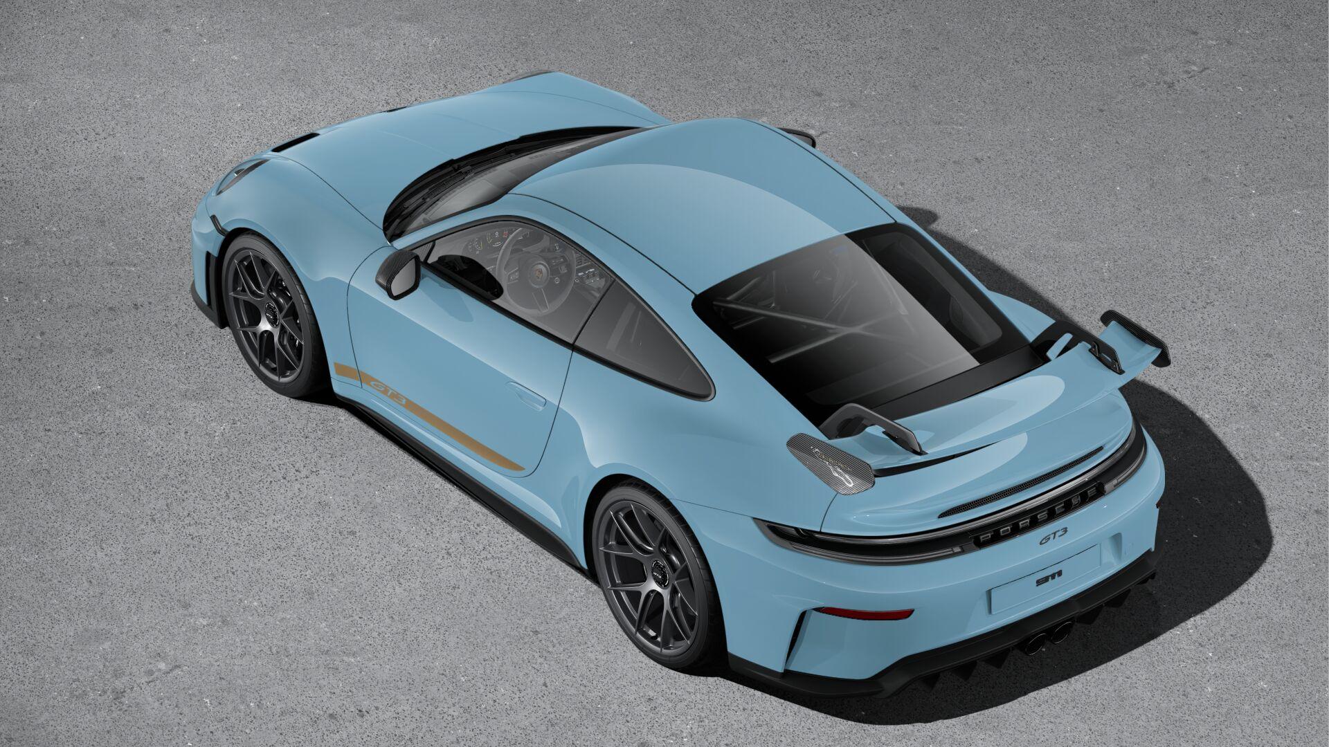 Porsche 911 GT3 (992) blauw (2024) configurator links zijkant achter hoog