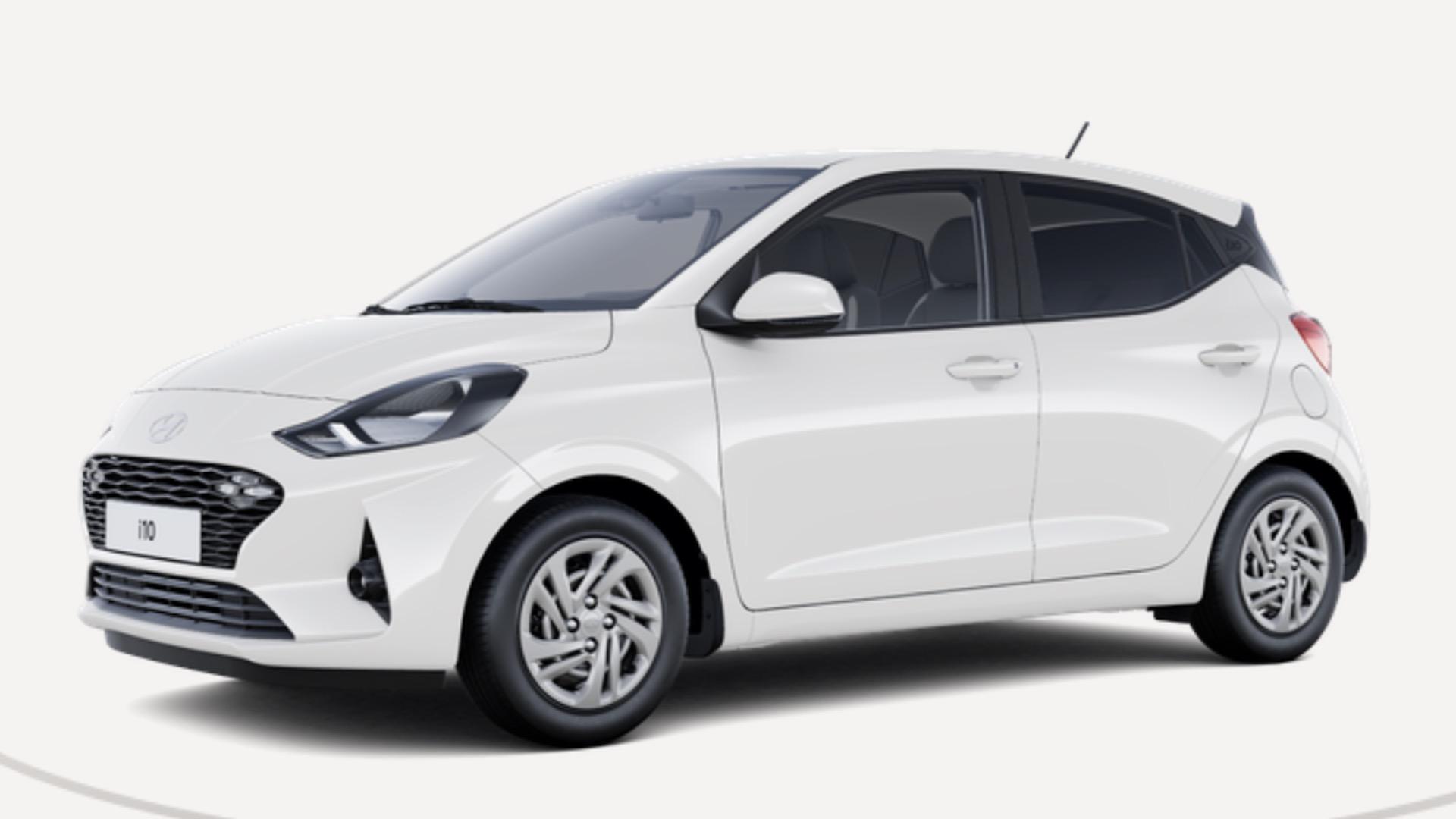 Hyundai i10 automaat zijkant voor wit schuin