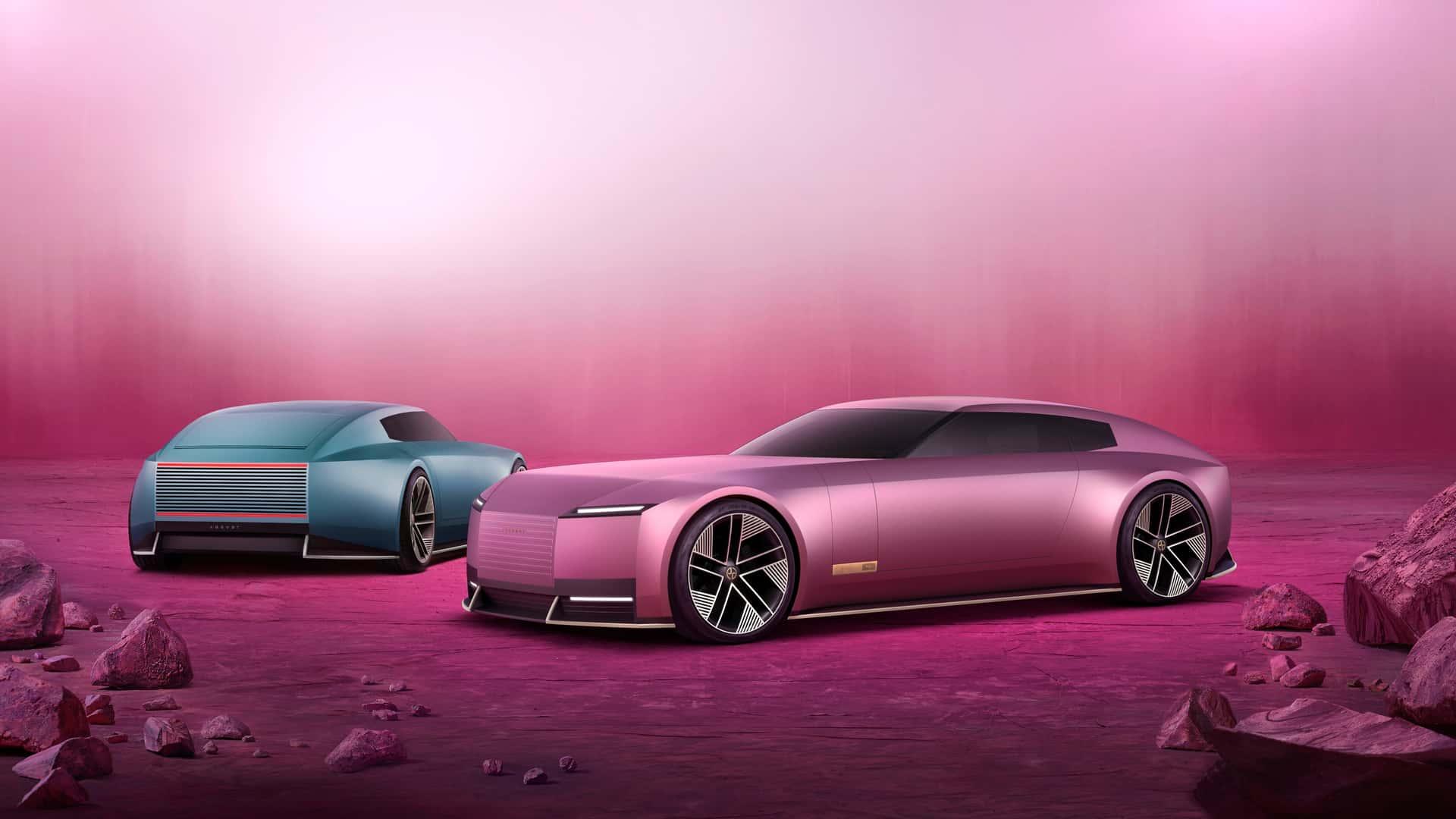 Jaguar Type 00 concept roze voorkant groene achterkant