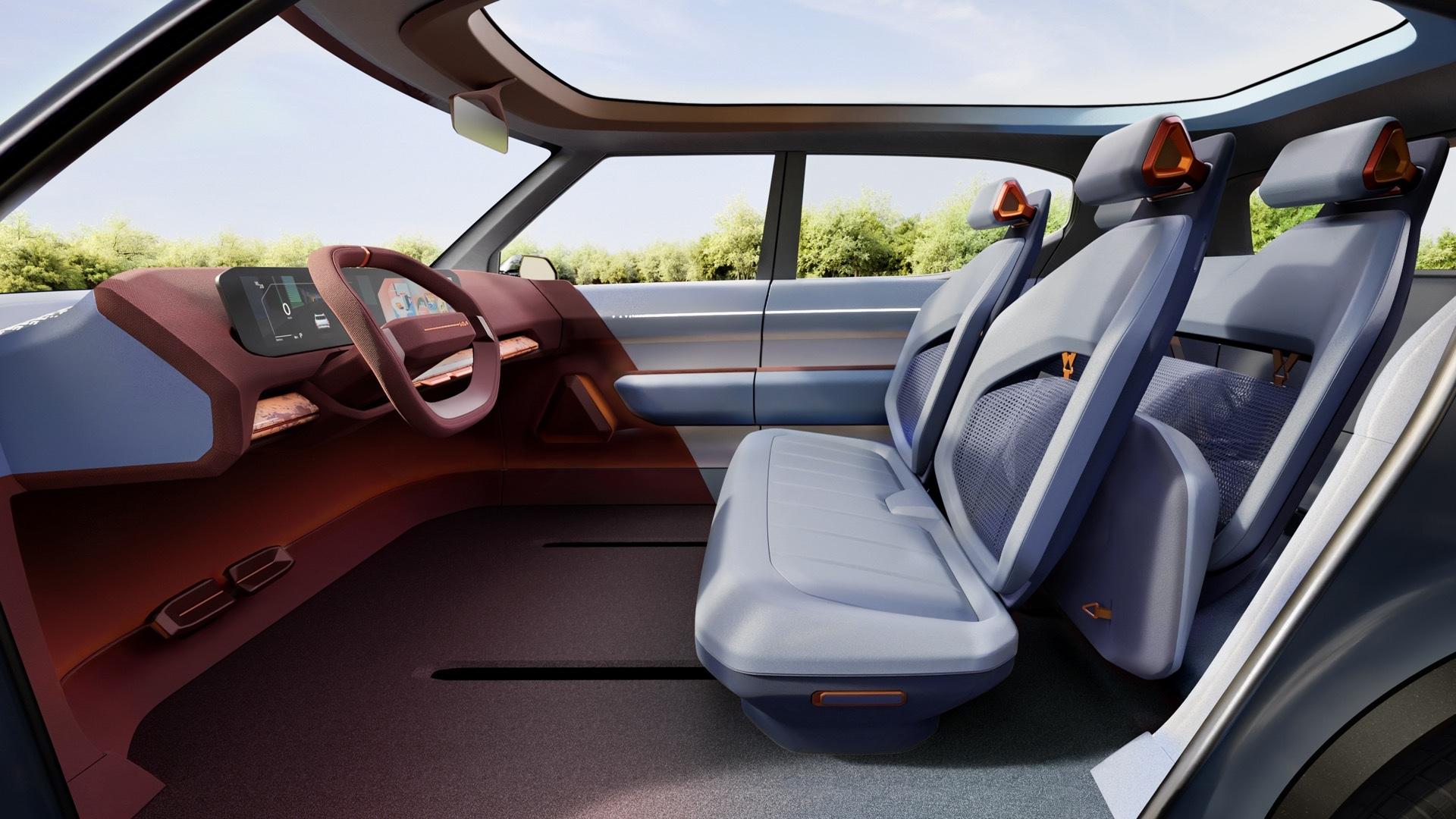 Kia EV2 Concept (2025) interieur zijkant links voorbank naar achteren