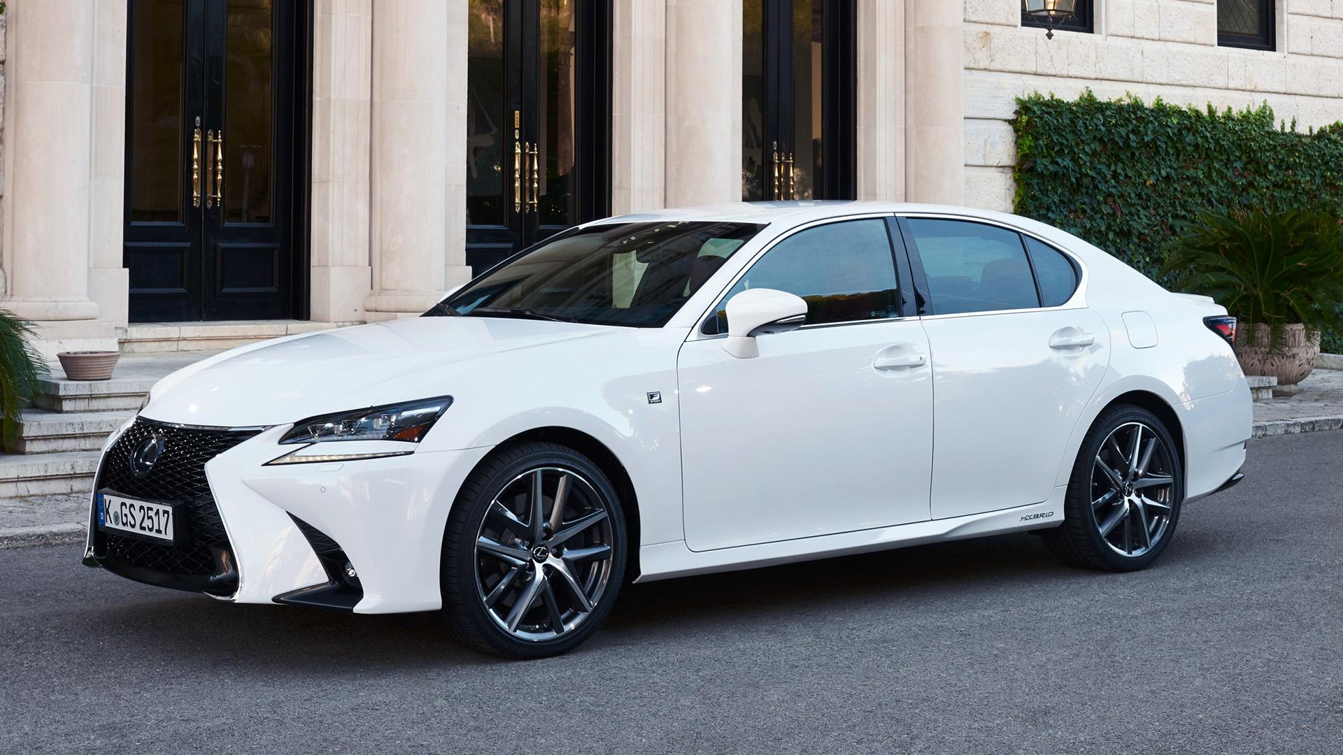 Lexus GS450h F-Sport (L10) wit (2017) zijkant rechtsvoor schuin