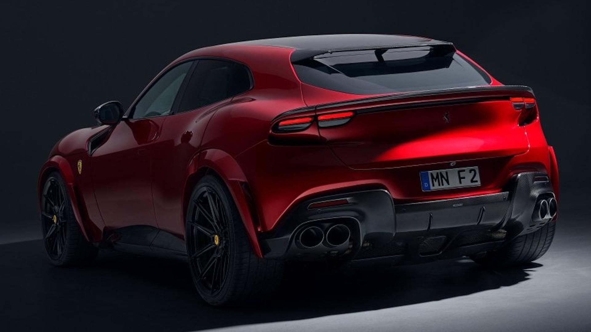 Novitec Ferrari Purosangue Esteso rood (2025) zijkant links schuin achter