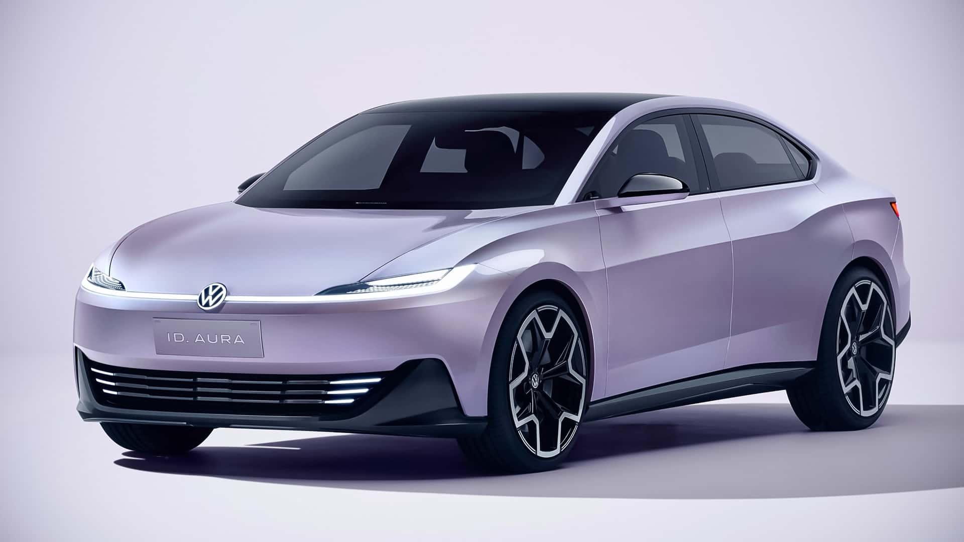 Volkswagen ID.Aura paars (2025) zijkant links schuin voor