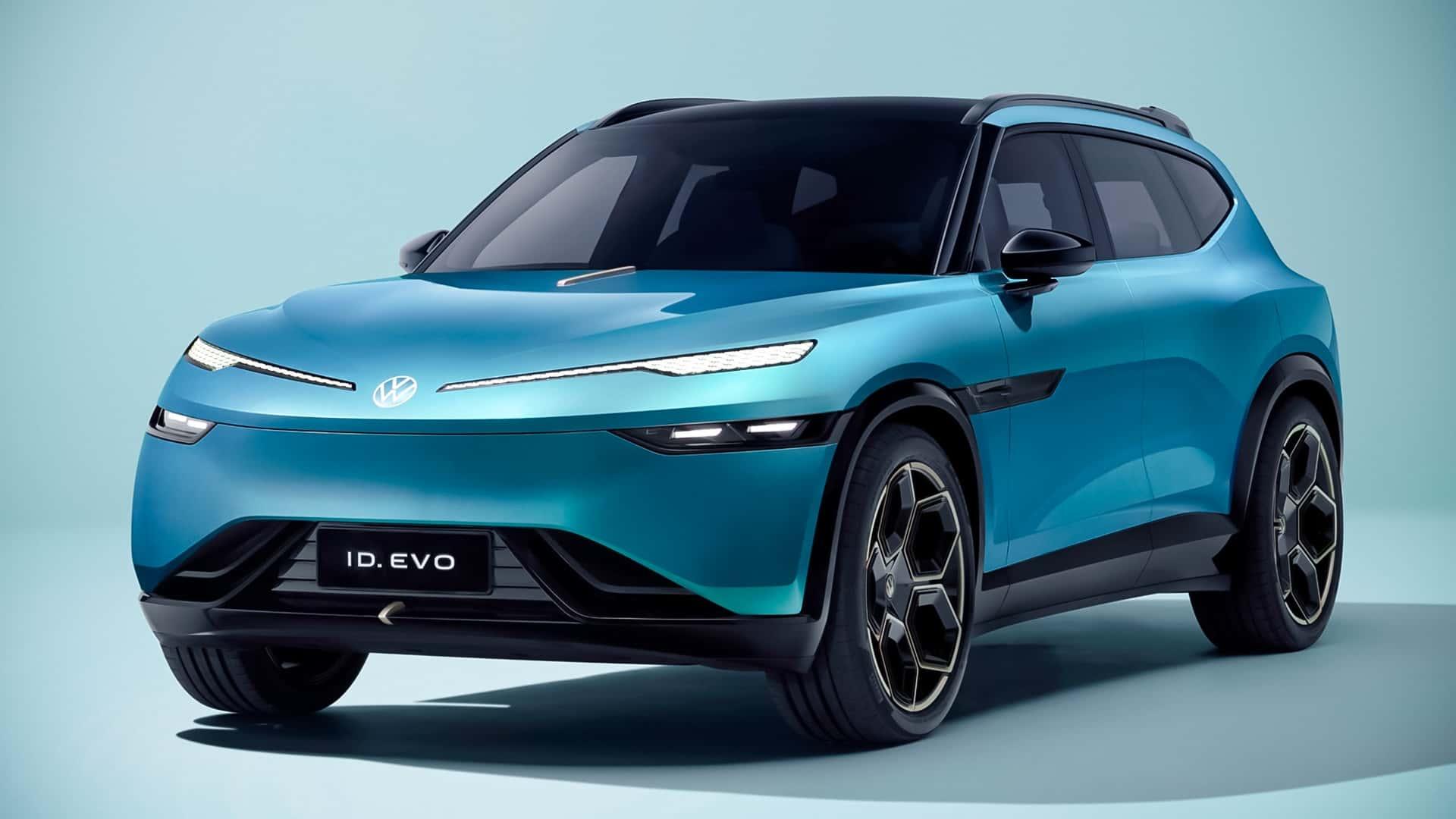 Volkswagen ID.Evo blauw (2025) zijkant links schuin voor
