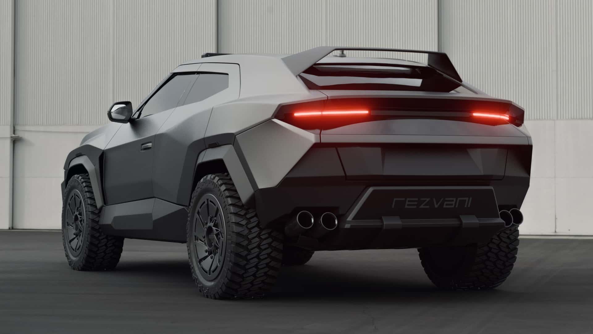 Rezvani Knight grijs (2025) zijkant rechts achter schuin laag