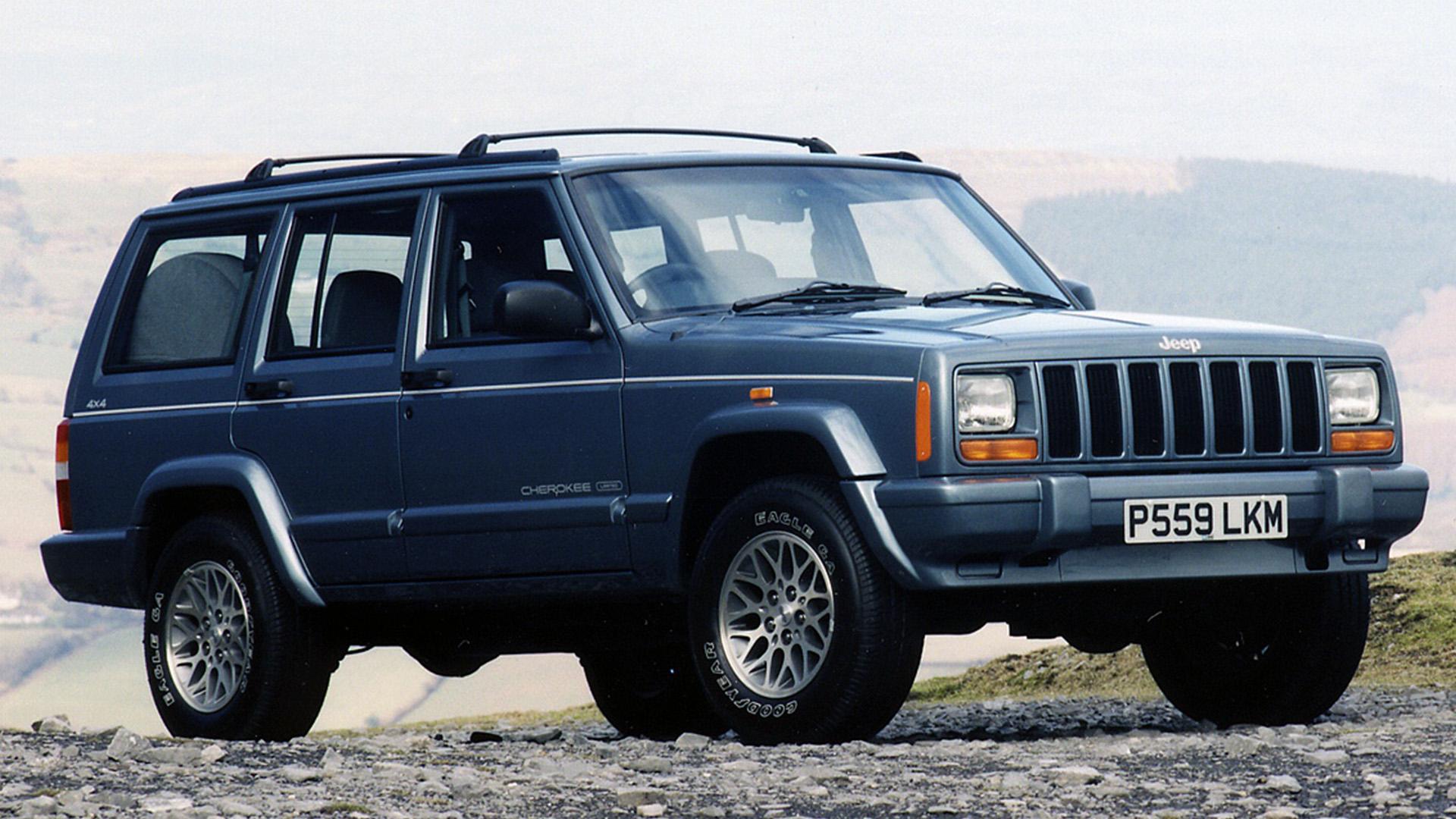 Jeep Cherokee 4.0i Limited (XJ) blauw (2001) zijkant rechts schuin voor