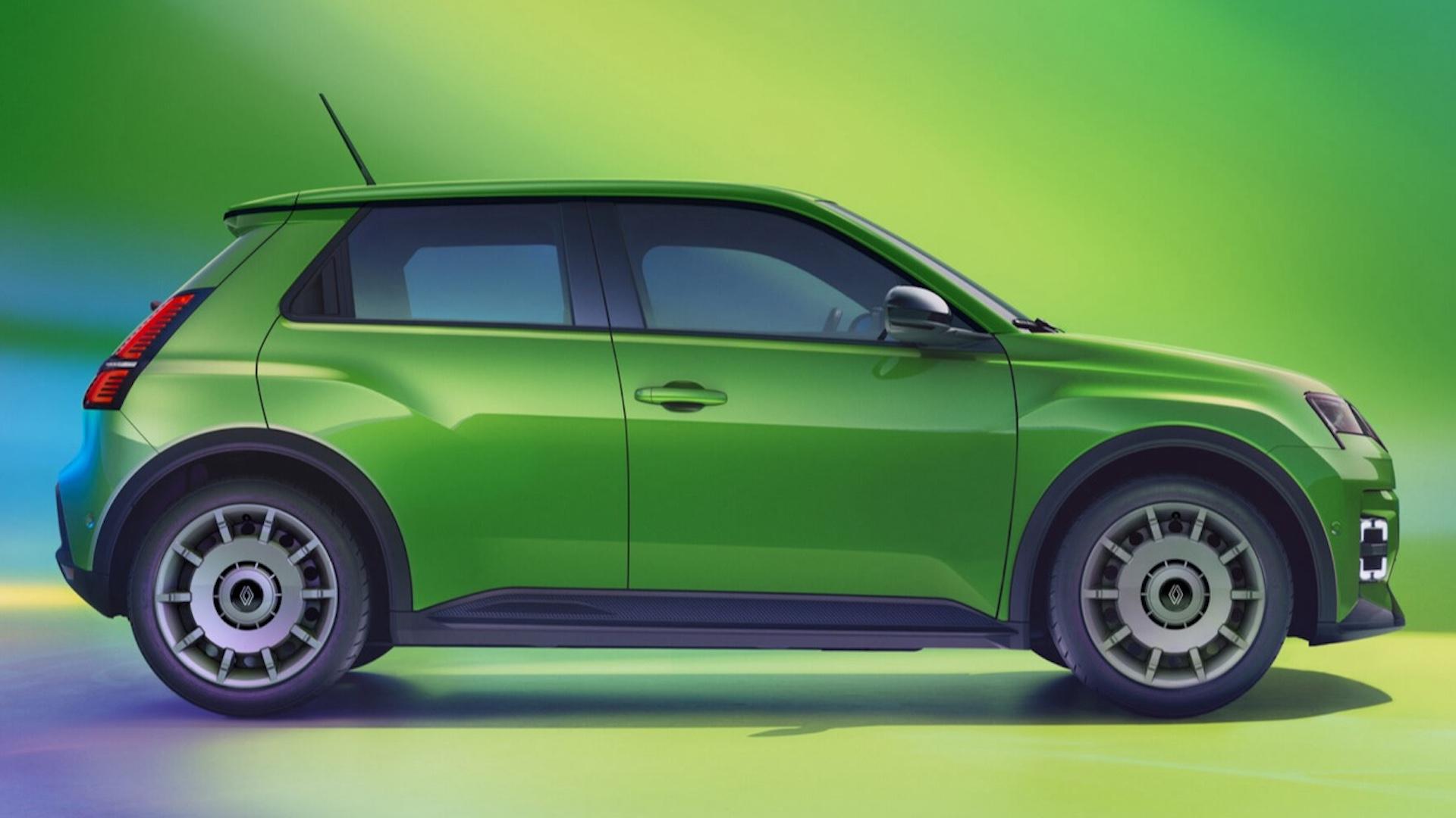 Renault 5 E-Tech electric 5 groen (2025) zijkant rechts