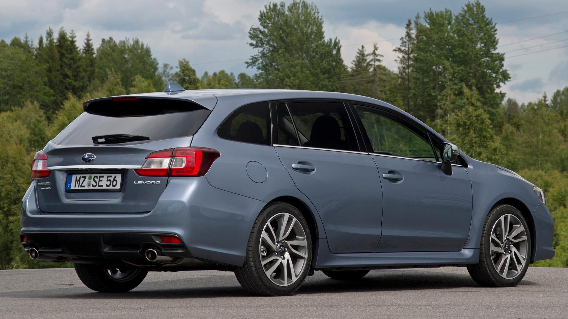 Subaru Levorg 1.6 GT-S Premium grijs (2014) zijkant rechts schuin achter