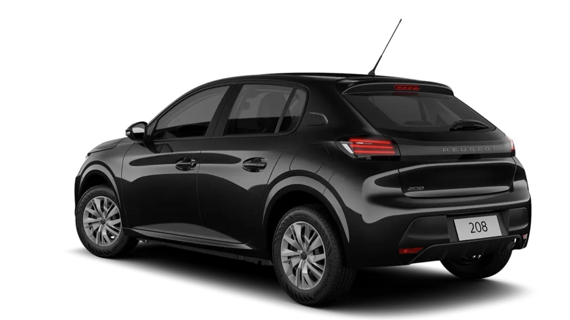 Peugeot 208 Active 1.0 zwart (2025) zijkant links schuin achter