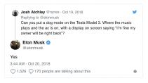 hond-modus Tesla screenshot Twitter Elon Musk