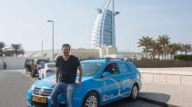 Wiebe Wakker met Volkswagen Golf in Dubai - Burj Al Arab