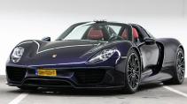 paarse Porsche 918 Spyder