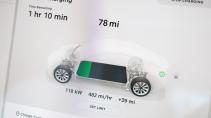 Tesla Model 3 detail scherm batterij