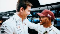 Toto Wolff en Lewis Hamilton GP van Singapore 2018