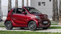 Die neue Generation smart - Montpellier 2019: smart EQ fortwo cabrio;Stromverbrauch kombiniert 16,8 - 14,2 kWh/100km, CO2-Emissionen kombiniert: 0 g/km* The new generation smart - Montpellier 2019: smart EQ fortwo cabrio;Combined electrical consumption 16.8 - 14.2 kWh/100km, combined CO2 emissions: 0 g/km*