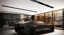 Garage van Aston Martin-huis Sylvan Rock