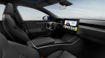Halve stuur in het interieur van de vernieuwde Tesla Model S (2021)