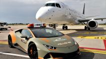 Nieuwe Lamborghini Huracán Evo voor Bologna Airport (volgauto)