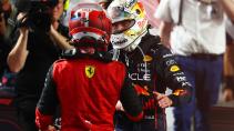 Max Verstappen en Charles Leclerc na de GP van Saoedi-Arabië 2022