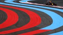 Blauwe en rode lijnen op Circuit Paul Ricard