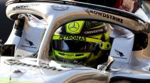 GP van Amerika 2022 Lewis Hamilton helm van dichtbij