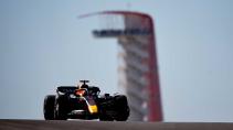 GP van Amerika 2022 Max Verstappen rijdend op COTA voorkant