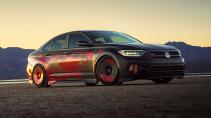 Volkswagen Jetta GLI concept in de woestijn schuin voor