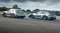 Porsche 911 GT3 RS en Porsche 718 Cayman GT4 RS op TopGear-circuit