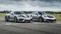 Porsche 911 GT3 RS en Porsche 718 Cayman GT4 RS op TopGear-circuit