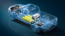 Toyota Hilux waterstof schuin achter animatie met motor en waterstoftank