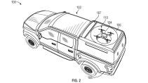 Ford drone patent tekening schuin achter van boven met landplatform drone