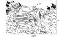 Ford drone patent tekening rijdend schuin voor
